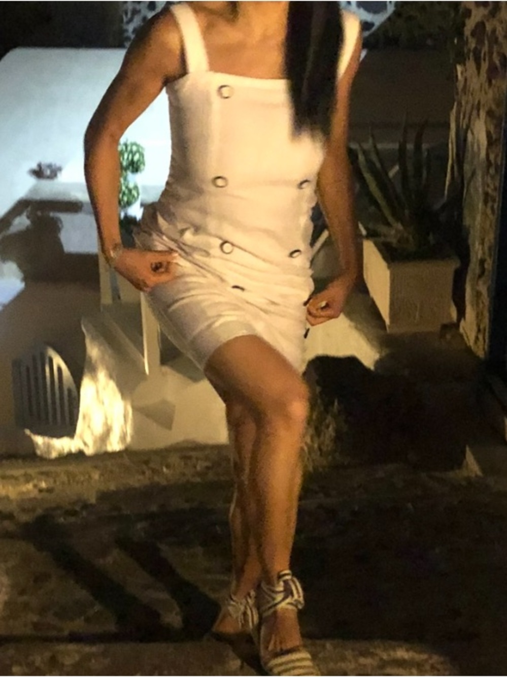 VTG Bernard Perris Paris White Linen Dress